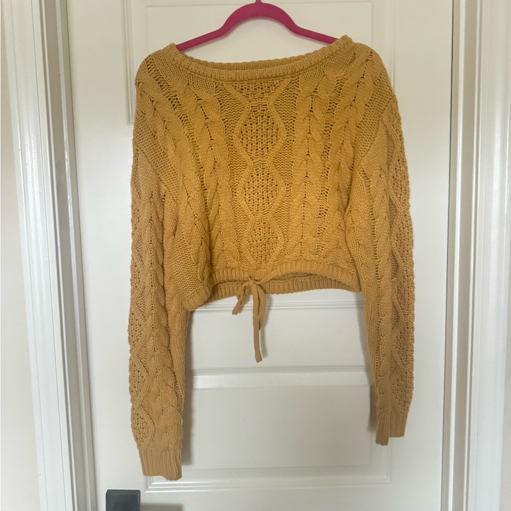 Cozy Mustard Cable Knit Sweater